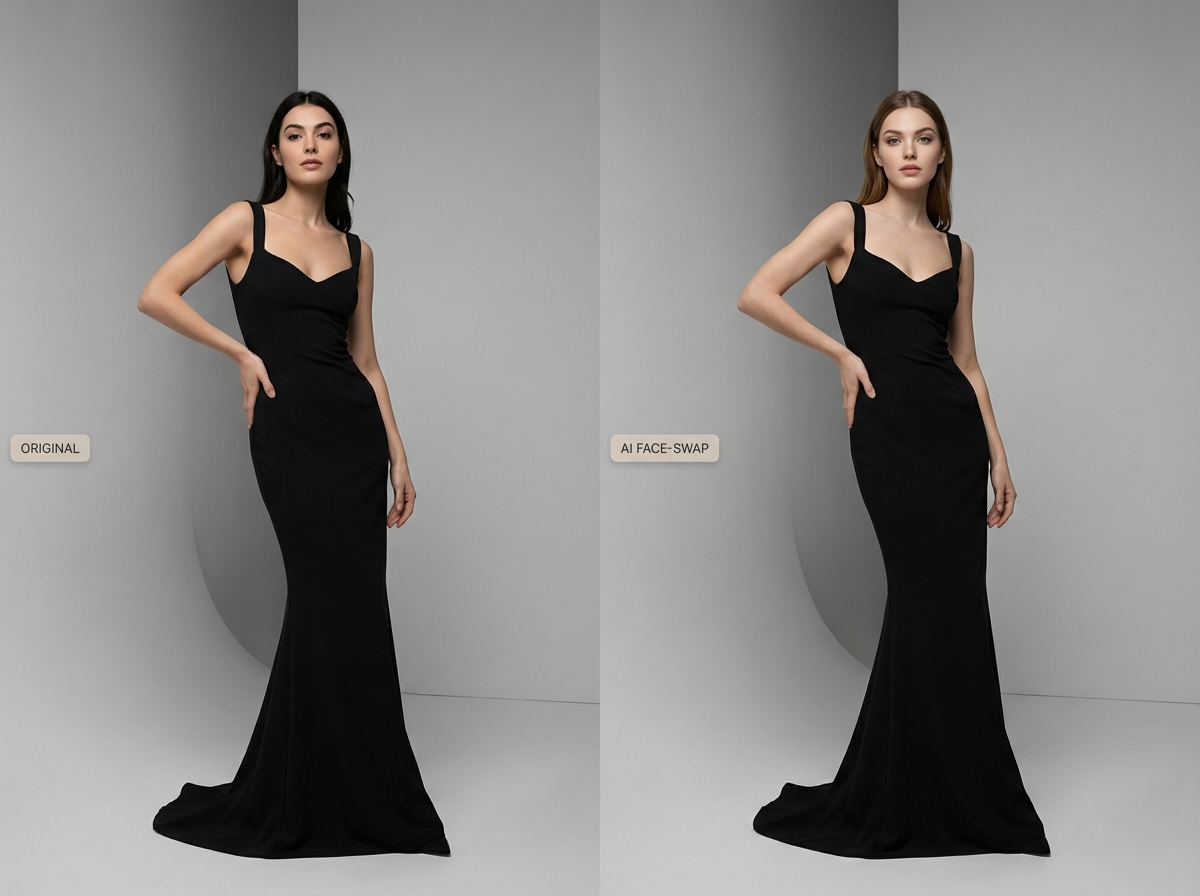 AI face-swap before and after